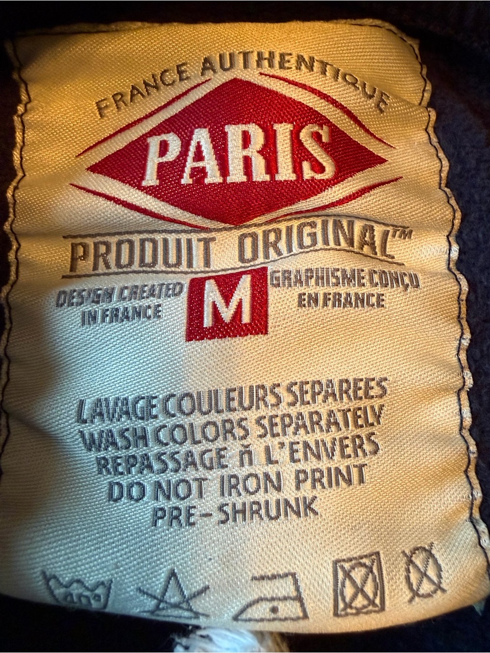 France Authentique Paris Pullover Hoodie Sweatshirt Sz M 100% Cotton Preshrunk - Picture 5 of 5
